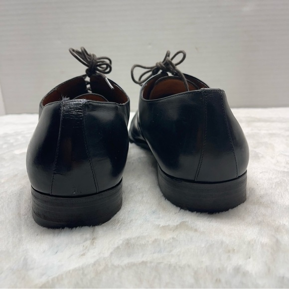 Salvatore Ferragamo Mens Black Leather Cap Toe Dress Shoes SZ 8.5 - Picture 4 of 16